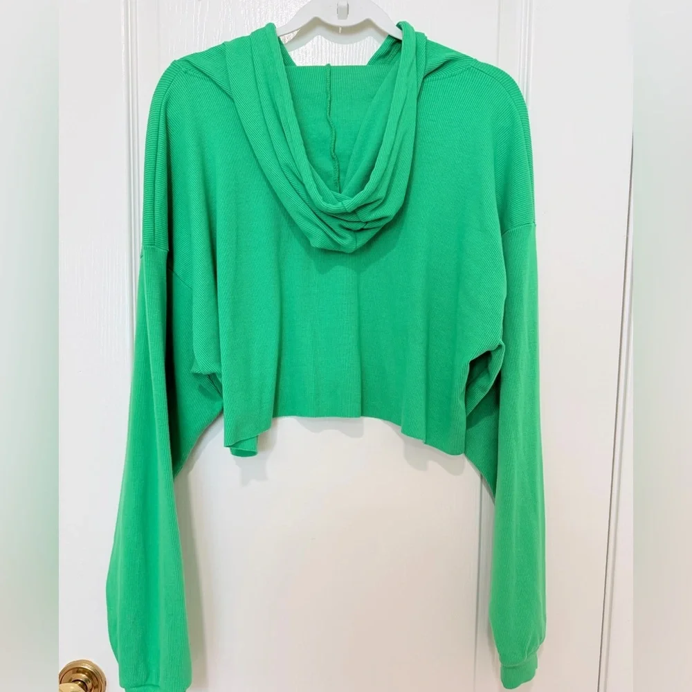 PrettyLittleThing Cropped Zip Up Hoodie Green Size 12 Trendy Y2K - Picture 5 of 5